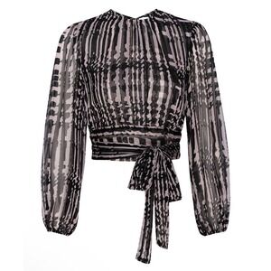 New MISA Los Angeles Top Women's‎ XS Sheer Long Sleeve Designer Career Cóctel